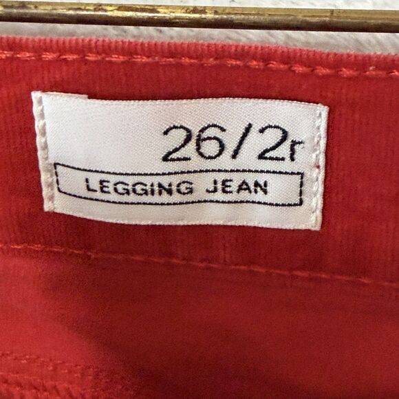 Gap 1969 Women's Red Corduroy Slim Leg Pants Size 26r Holiday Legging Low Rise - Picture 4 of 15